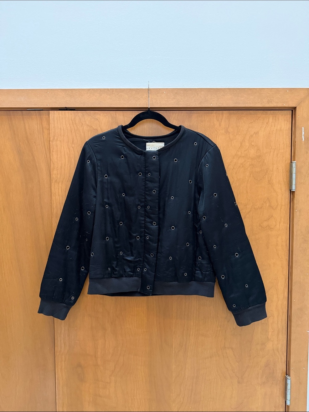 Velvet by Graham & Spencer Black Grommet-Accent Bomber Jacket
